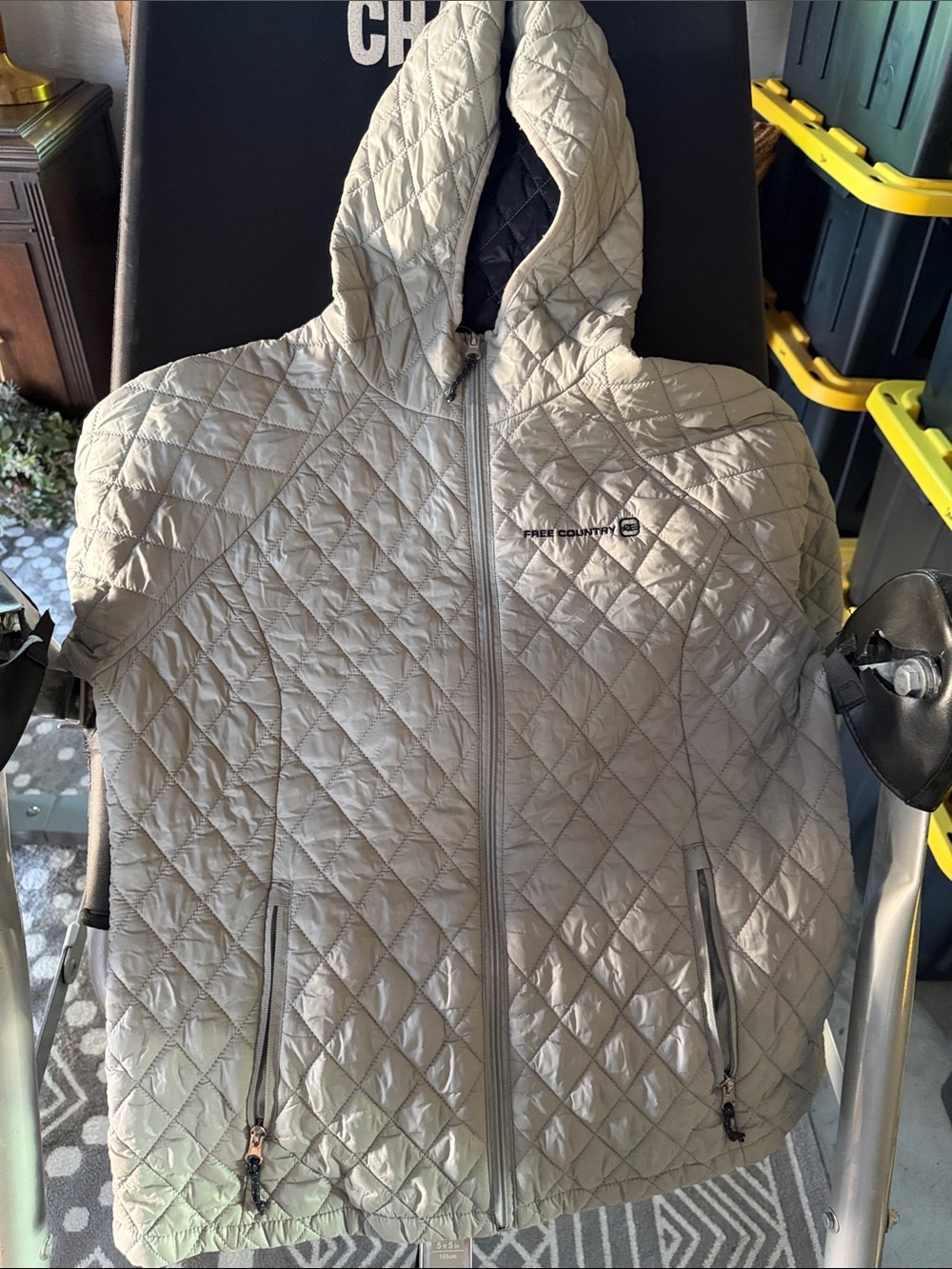 Free Country Men's Quilted Hooded Puffer Jacket - Light Beige